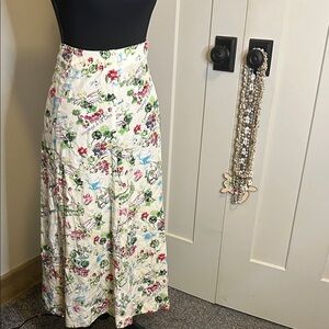 Eiffel Tower Parisian Floral Print Maxi Skirt Toile Cottage Core Spring
